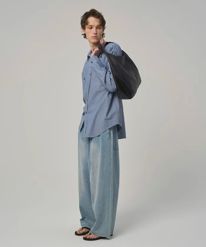 Oversized Classic Regular Collar Chambray Shirt Long Sleeve