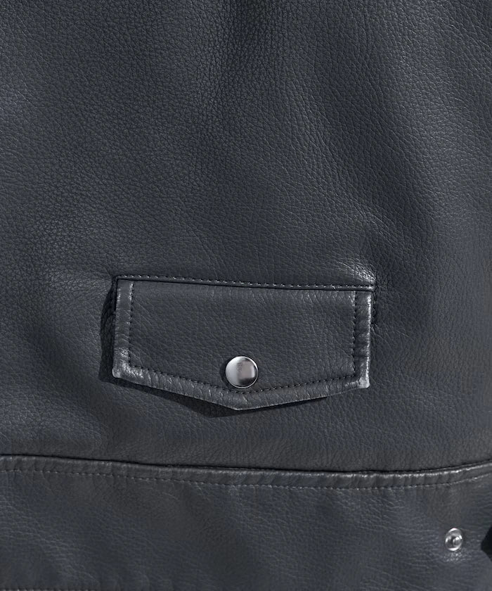 Vintage-Like Leather Double Riders Jacket