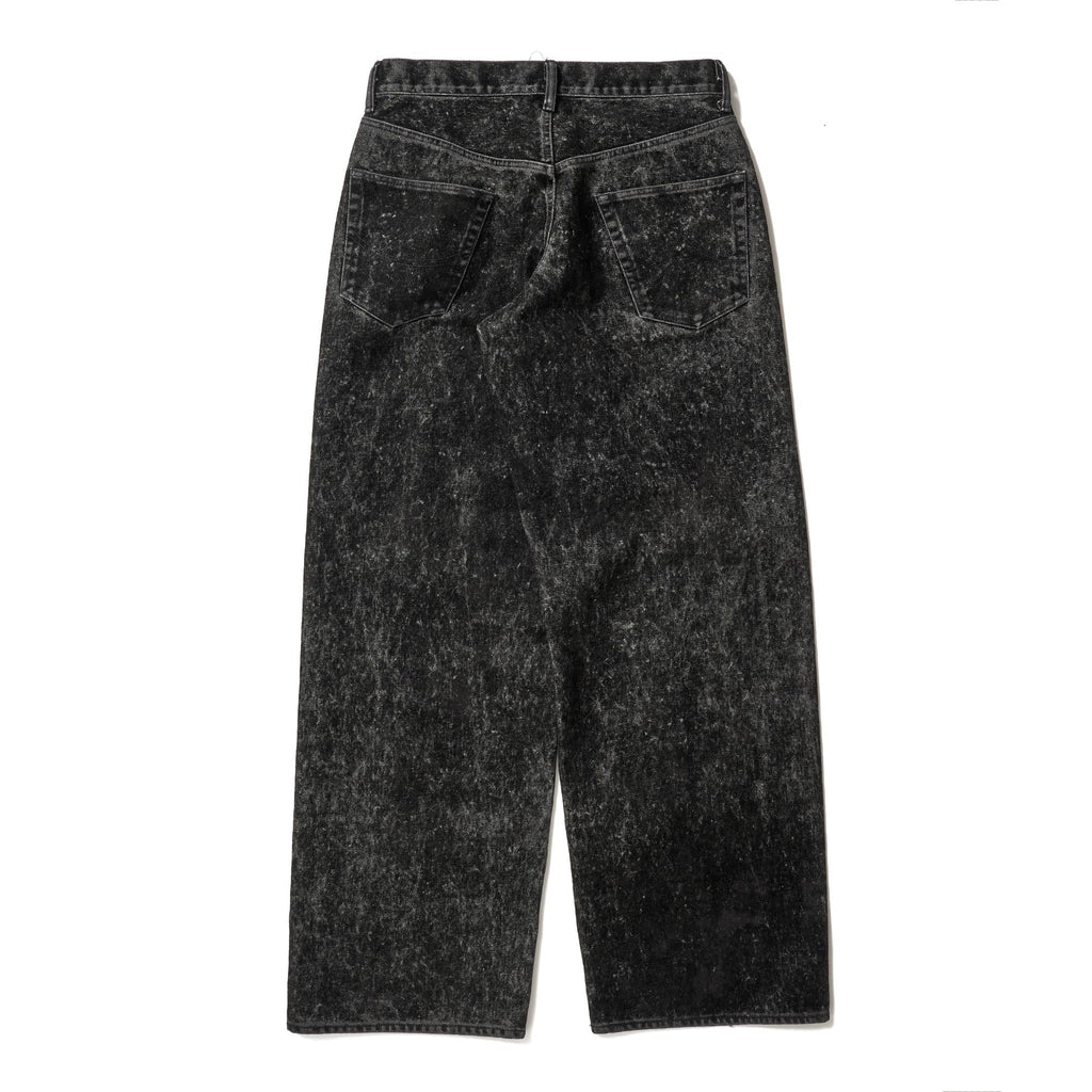 FLOCKED DENIM EMBROIDERED PANTS