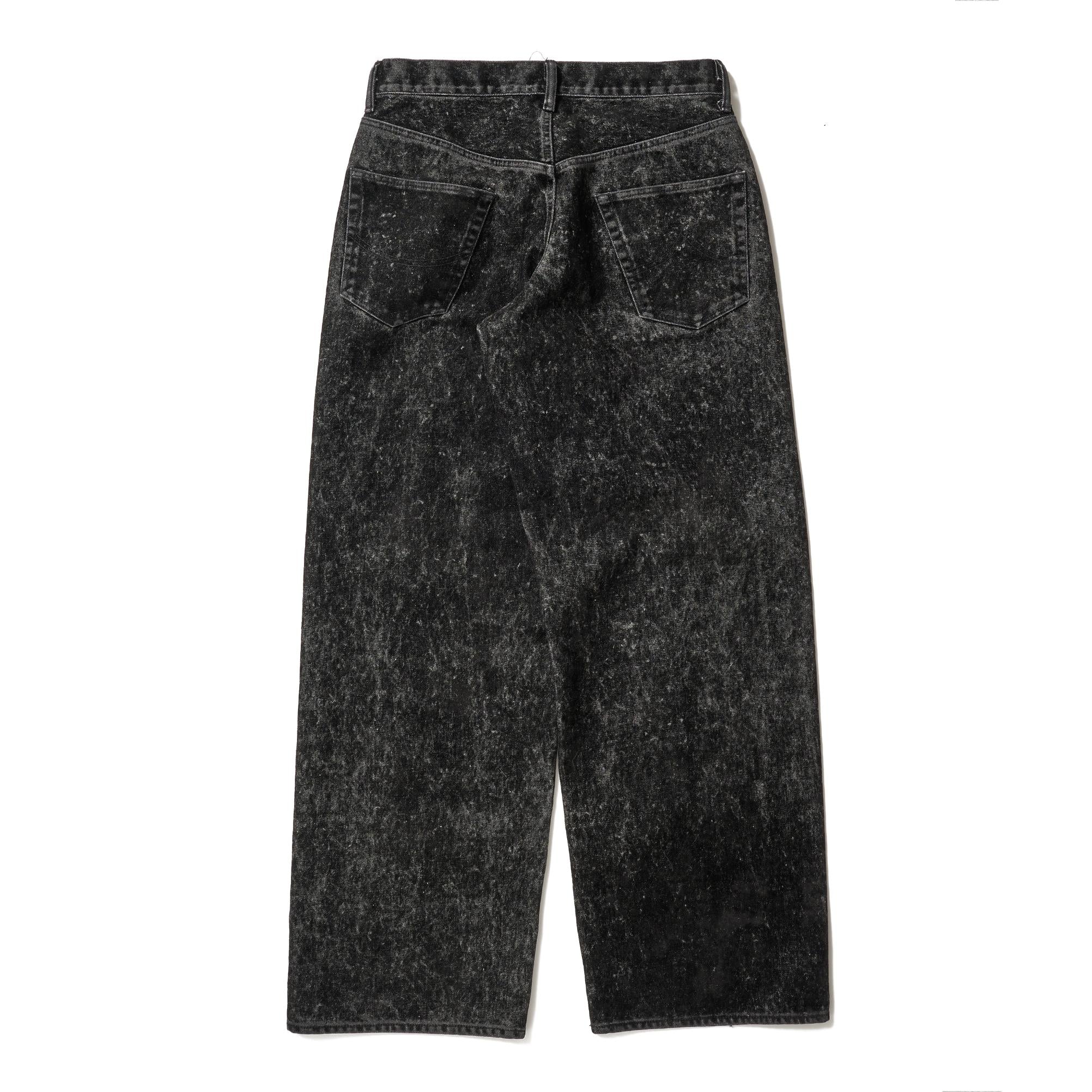 FLOCKED DENIM EMBROIDERED PANTS
