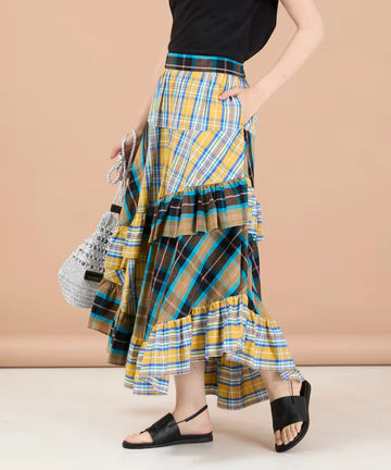 Check x Check Asymmetrical Frill Skirt
