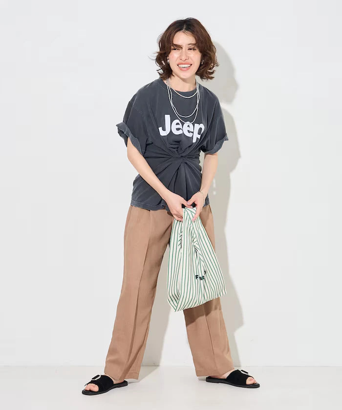 Stripe Print Canvas Market Bag