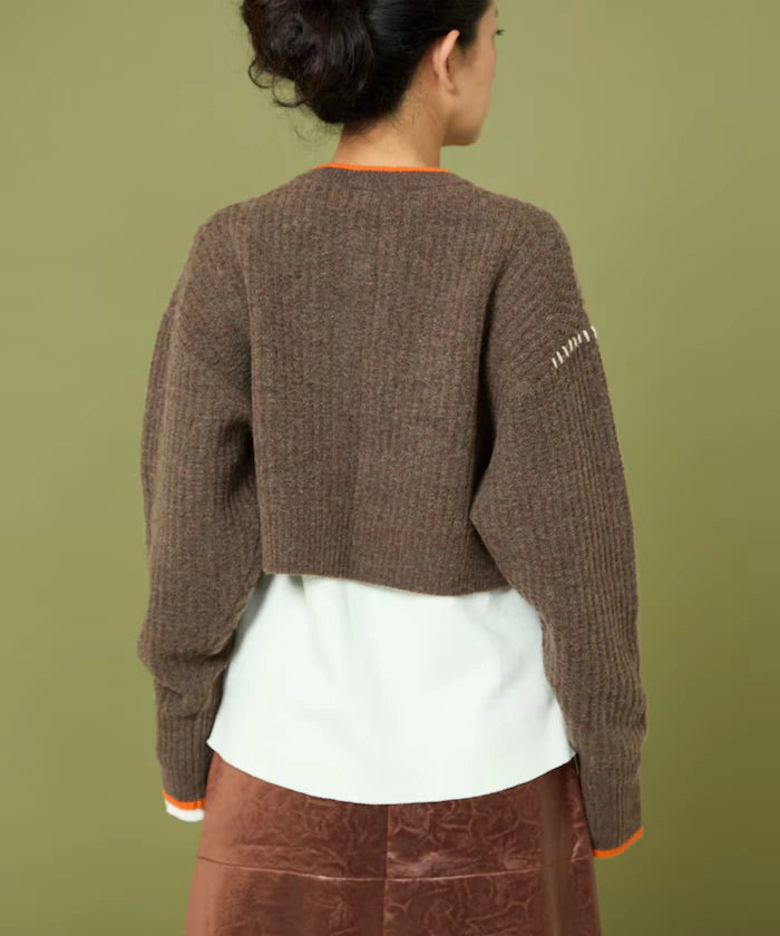 Short Length Color-block Knit Cardigan