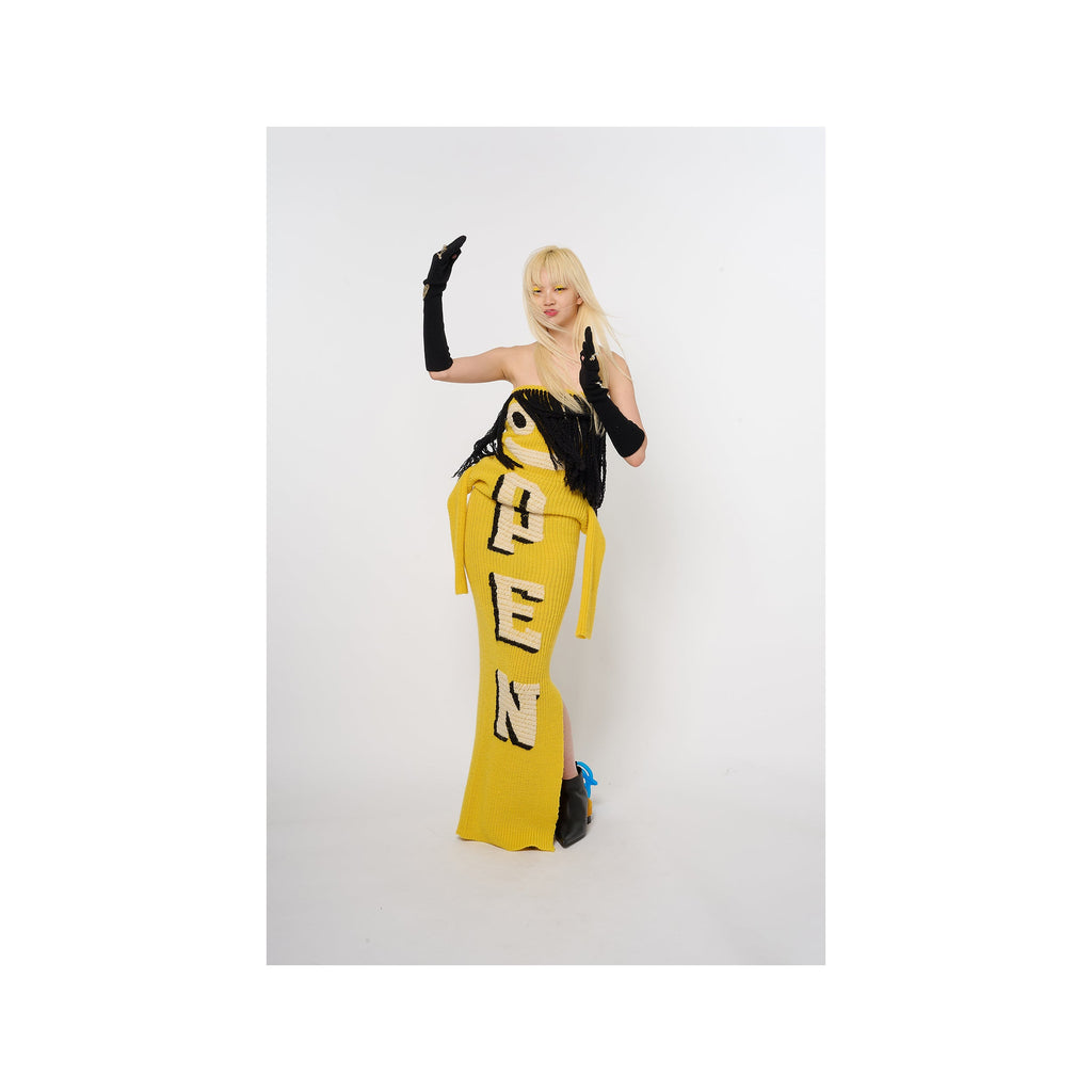 AIR DANCER KNIT DRESS / SCARF：YELLOW