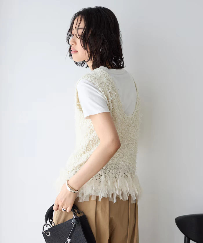 2WAY Fringe Hem Knit Vest