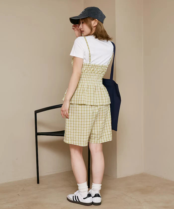 Shearling camisole x short pants set limited edition