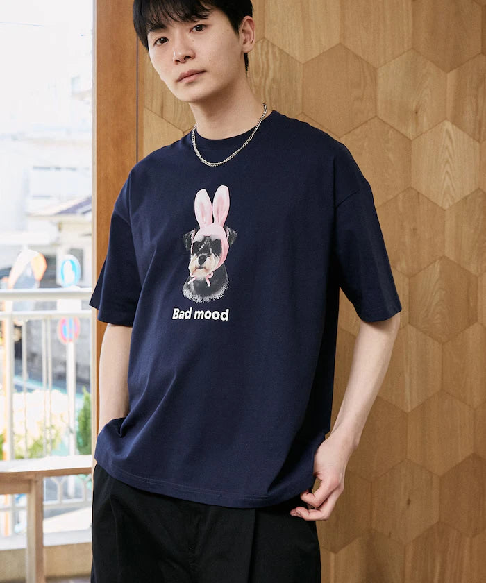 <Functional Material> Bad Mood Dog Print T-Shirt Limited Edition