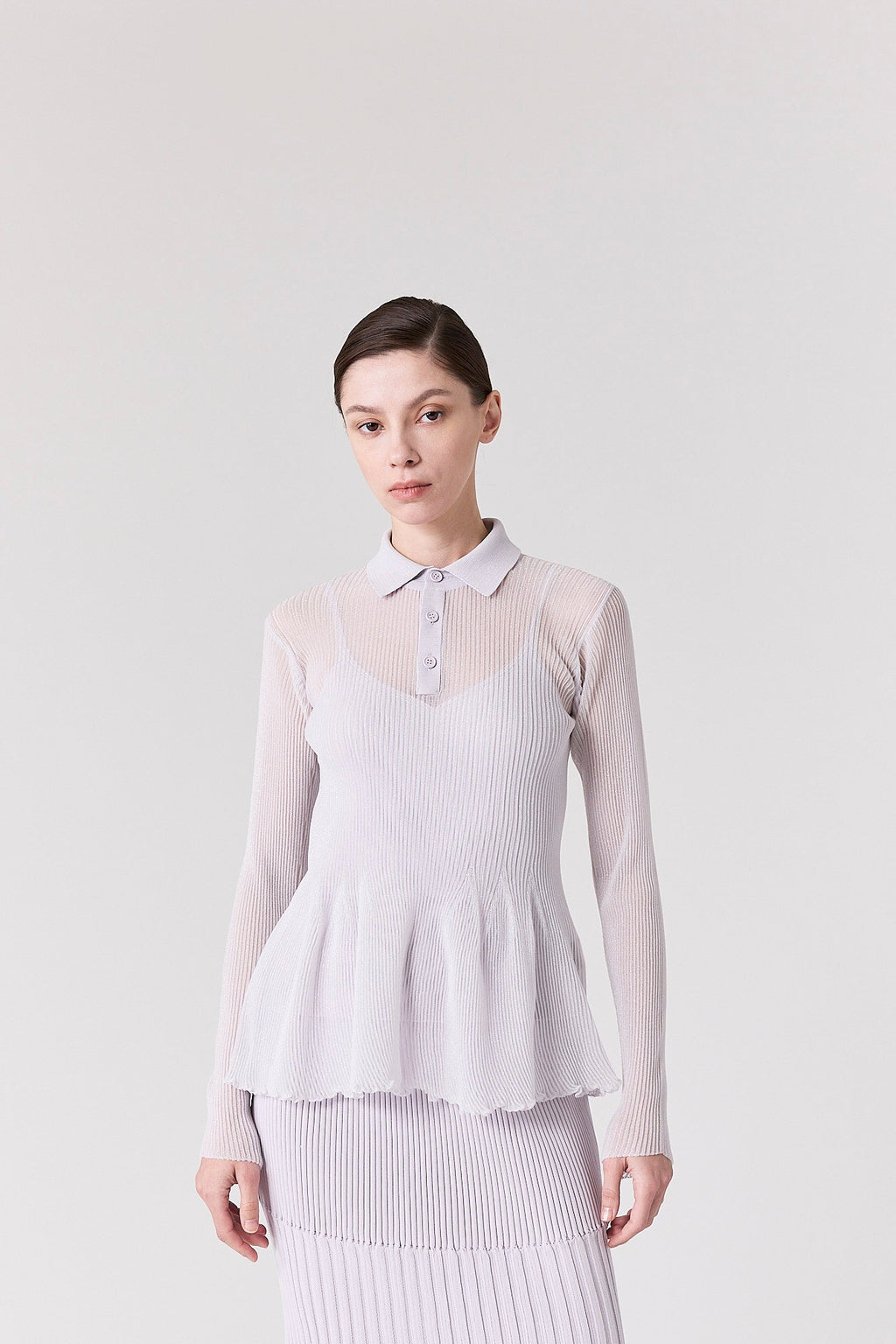 HYPHA LUCENT GLITTER LONG SLEEVE POLO SHIRT