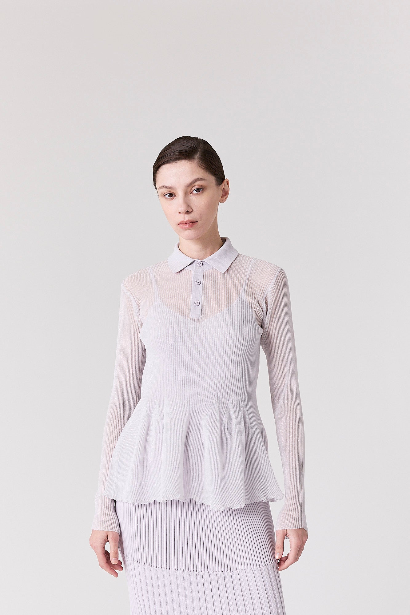 HYPHA LUCENT GLITTER LONG SLEEVE POLO SHIRT