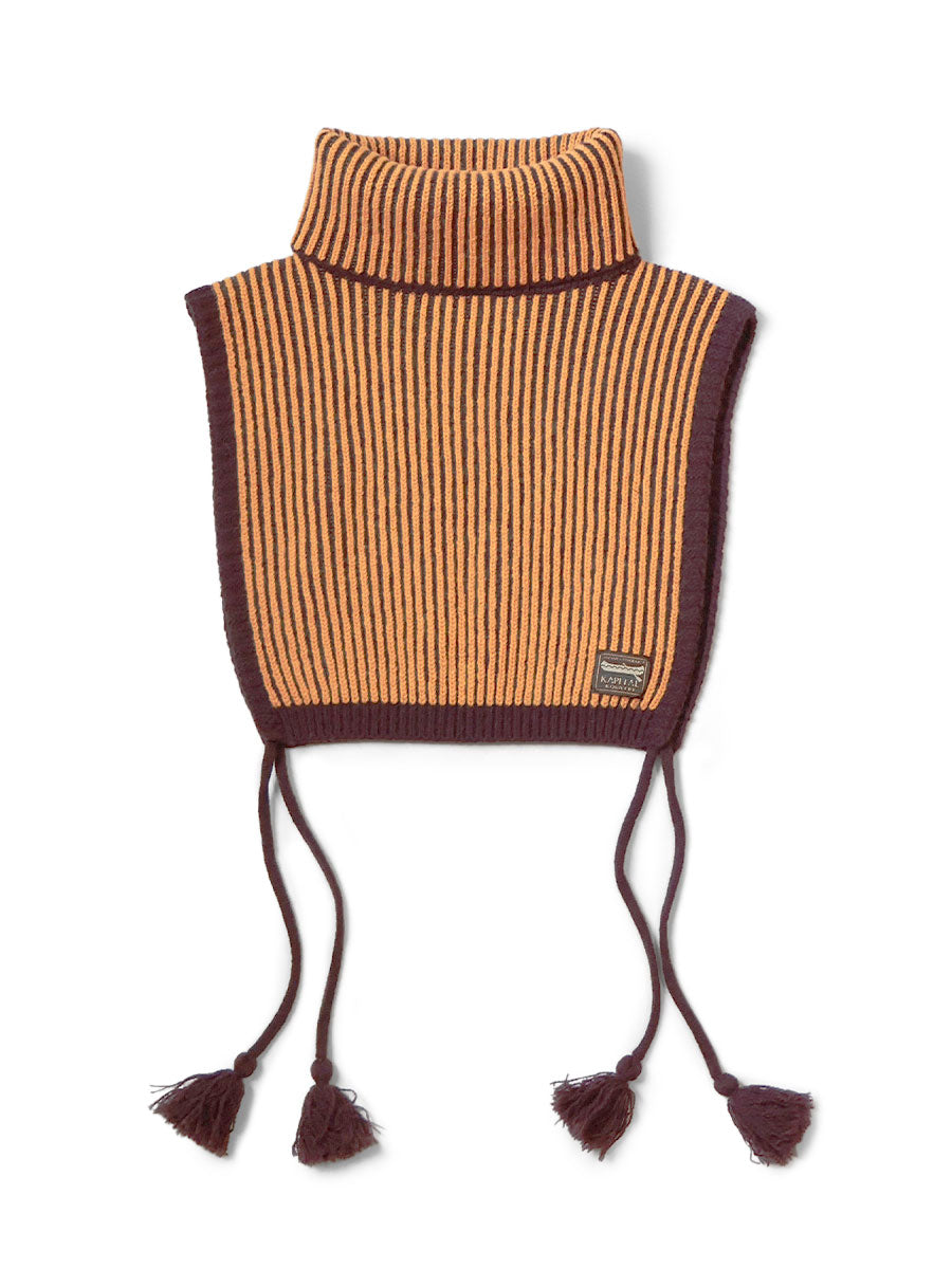 5G Wool High Neck Stripe Bib Poncho