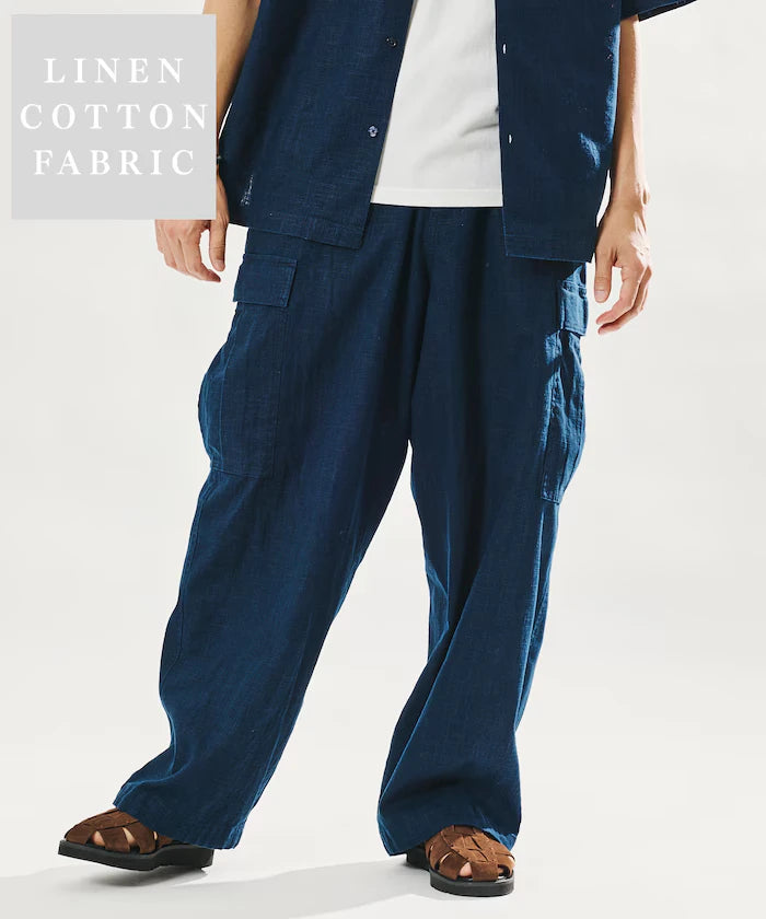 LINEN COTTON EASY CARGO PANTS 【Compatible with Set-Up】