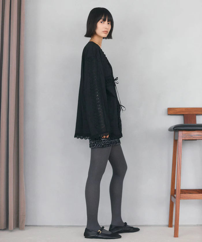 Lace Panel V-Neck Shirt