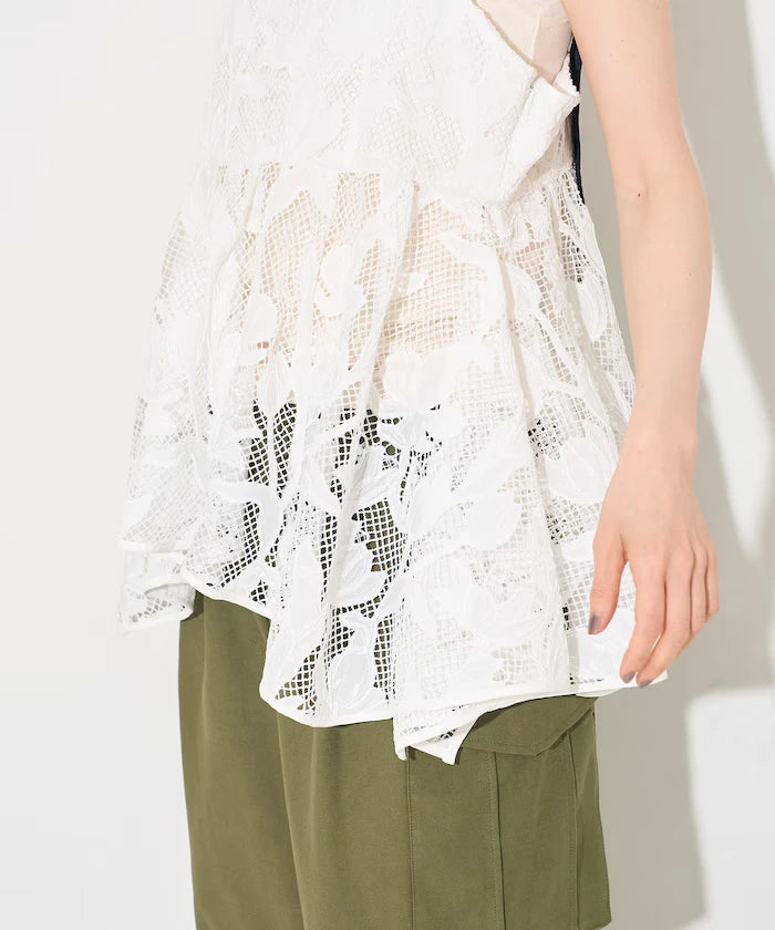 Flower Motif Batten Lace Iris Hem Camisole Top 【Limited Edition】