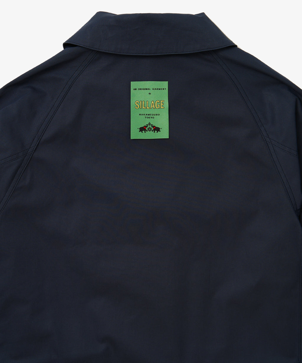 balmacaan coat gabardine navy