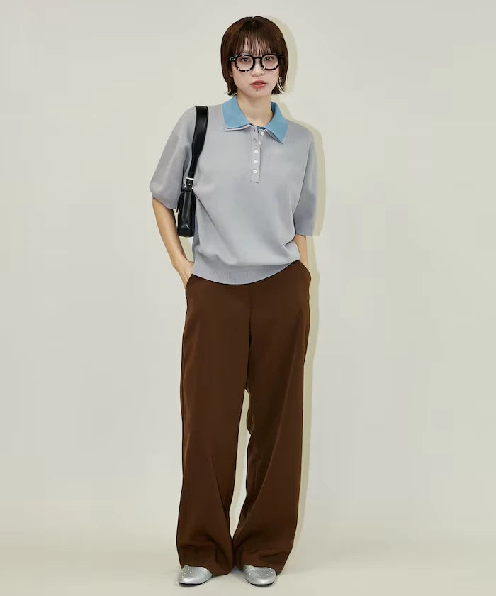 Color Scheme 2-Panel Collar Short Sleeve Knit Polo Shirt Limited Edition