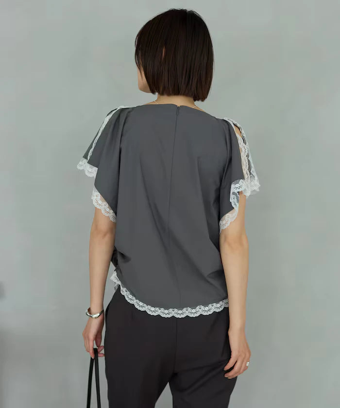 Handkerchief Sleeve Shirring Blouse