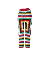 Flower Power Patch Three-Quarter Length Hand-Knit Pants