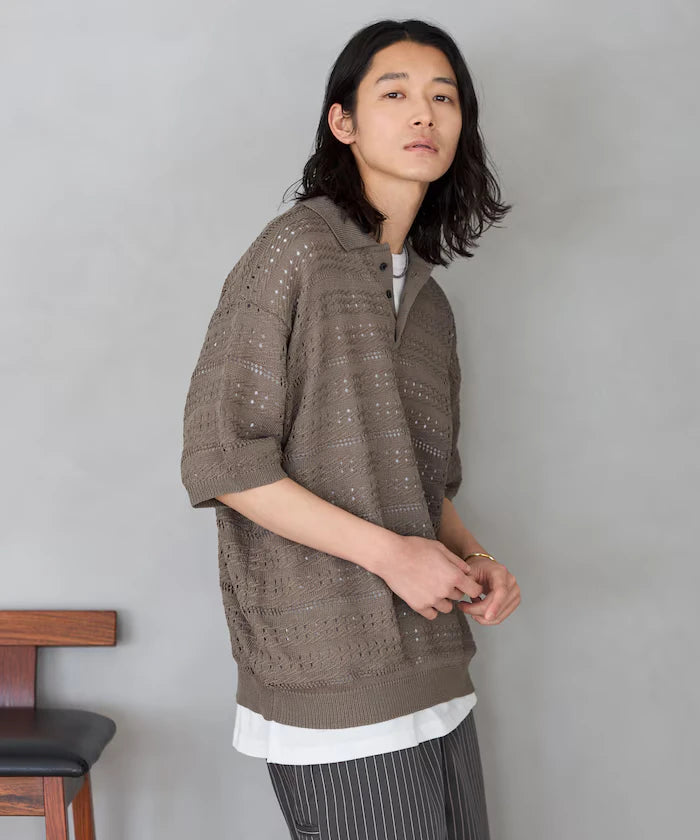Big Silhouette Short Sleeve Knit Polo Shirt