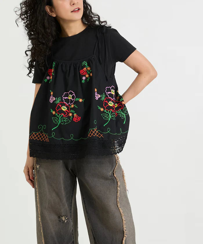 India Shoulder Ribbon Embroidered Remake Style Camisole