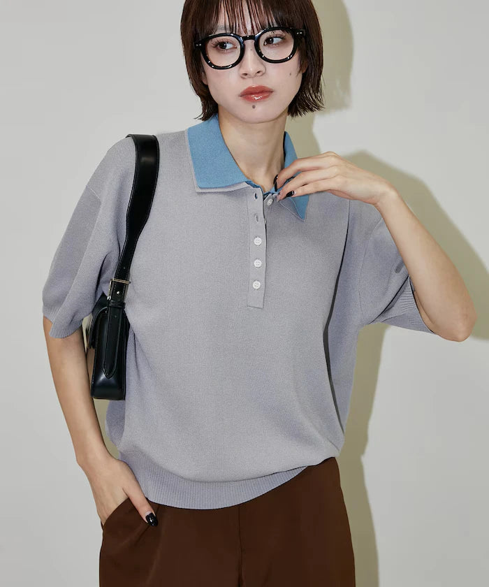 Color Scheme 2-Panel Collar Short Sleeve Knit Polo Shirt Limited Edition