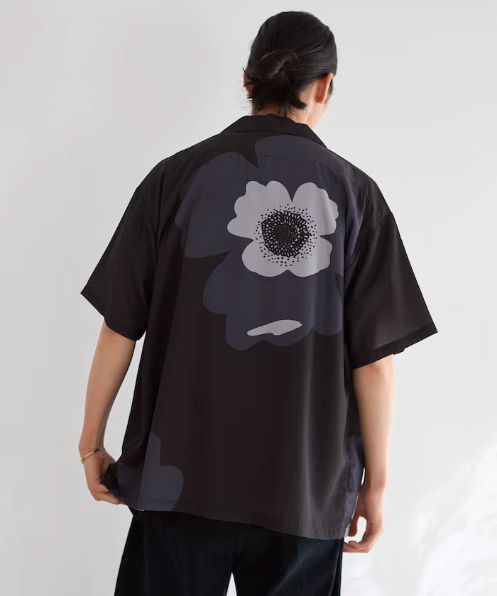 Open Collar Big Pattern Short Sleeve Shirt / Big Silhouette