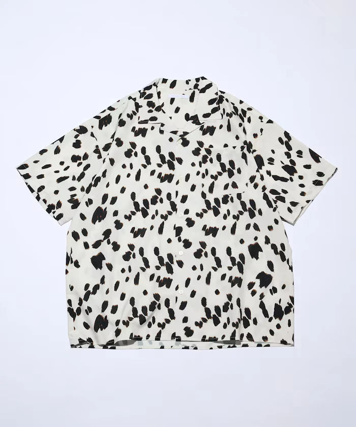 Open Collar Pattern Short Sleeve Shirt