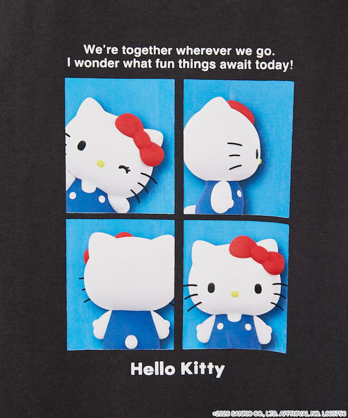 "HELLO KITTY" ID Photo style back print T-shirt limited edition