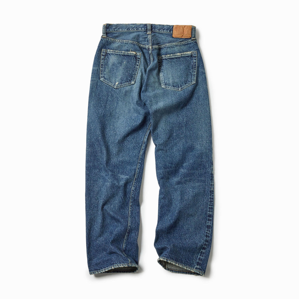 GL42580H / RECYCLED WASTE SUVIN COTTON YARN 14oz. DENIM 5POCKET STRAIGHT PANTS VINTAGE WASHED (ZIPPER FLY)