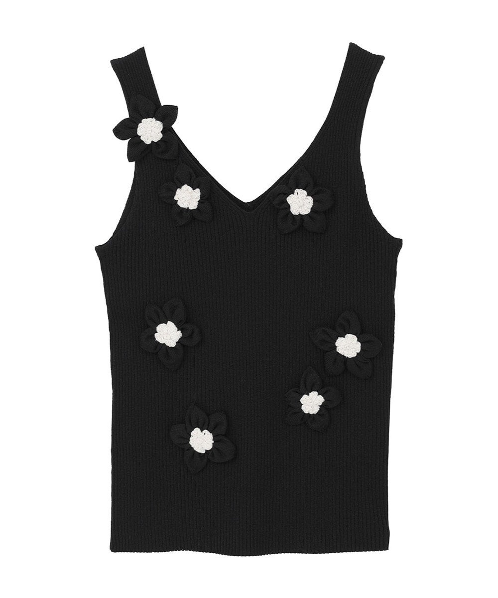 FLOWER MOTIF CAMI KNIT TOPS