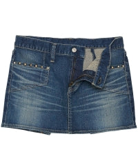 Back Lace-Up Micro Mini Denim Skirt