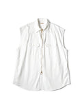 Herringbone Twill Sleeveless Zipper Work Shirt