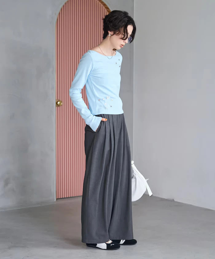 Many Button Cotton Modal Long Sleeve T-Shirt
