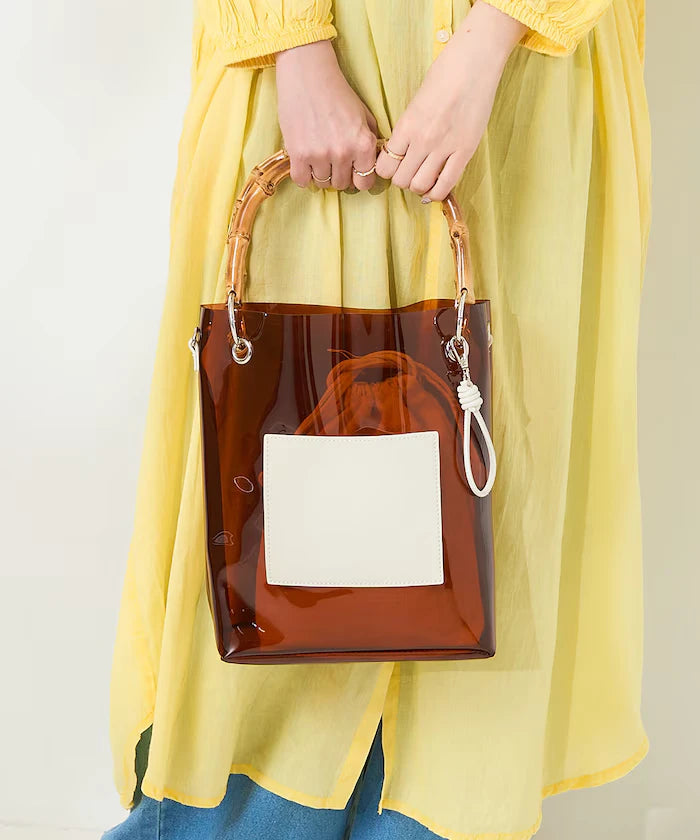 2way Bamboo Handle PVC Bag