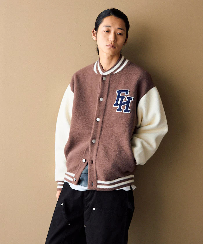 Relaxed Fit Logo Knit Varsity Jacket