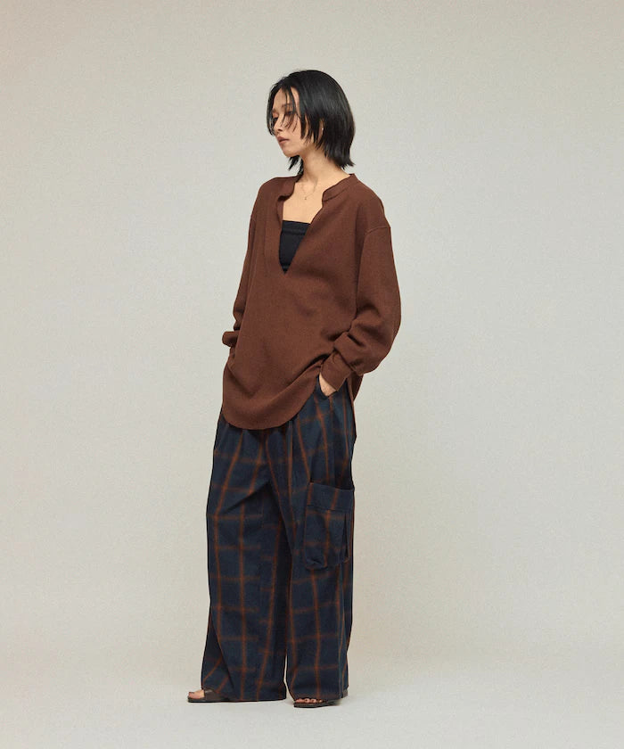 Ombre Check Easy Pants / Patch Pocket Wide Easy Pants
