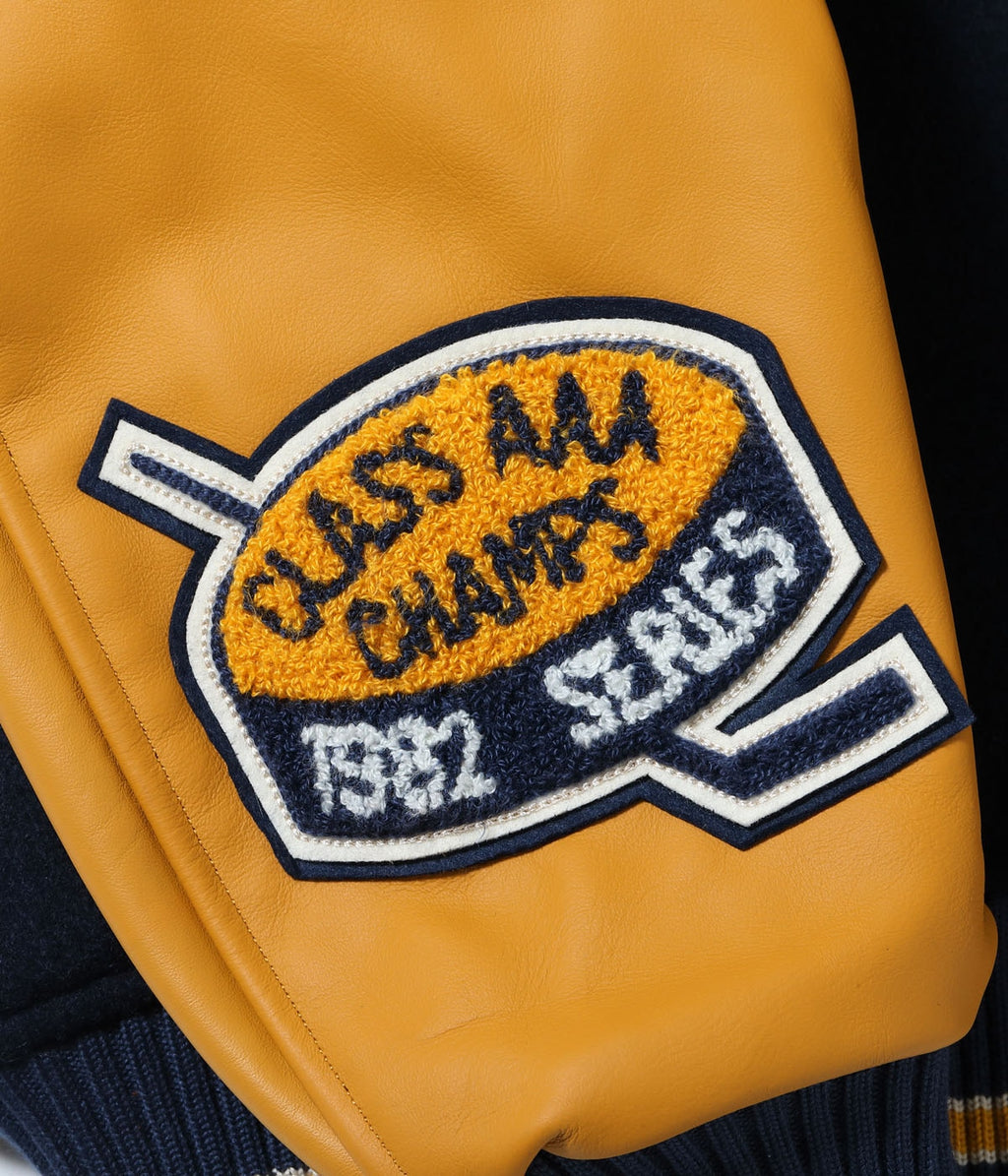 30oz. WOOL MELTON AWARD JACKET “MAVERICKS” (DARK NAVY)