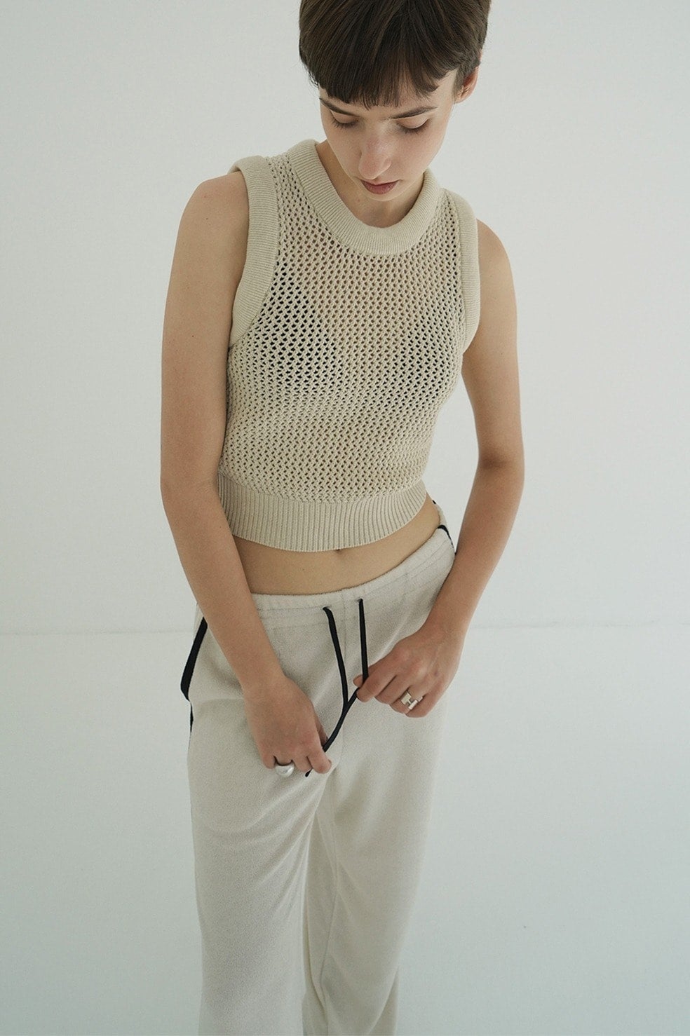 3D RIB MESH KNIT TOPS
