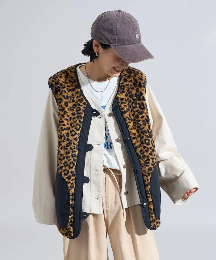 Cotton Nylon Twill Reversible Boa Vest
