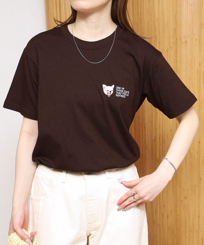 Organic Cotton One Point Animal Embroidery T-Shirt