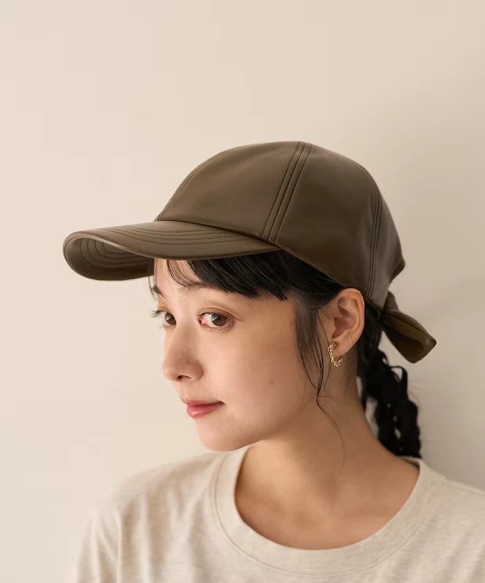 PU Ribbon Cap/Fake Leather Cap