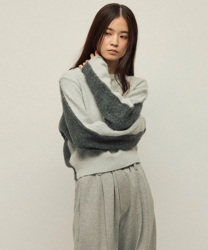 Alpaca Blend Bicolor Knit Pullover