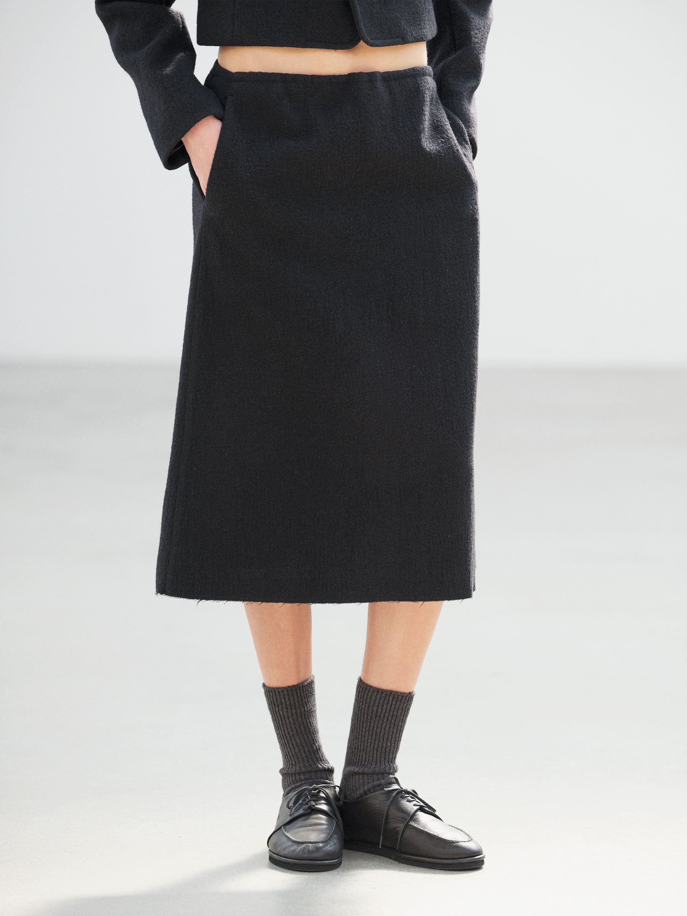 FULLED WOOL SILK SKIRT