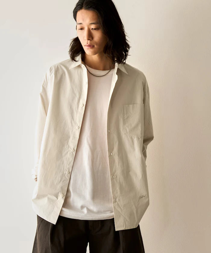 Nuance Color Oversized Regular Collar Long Sleeve Shirt