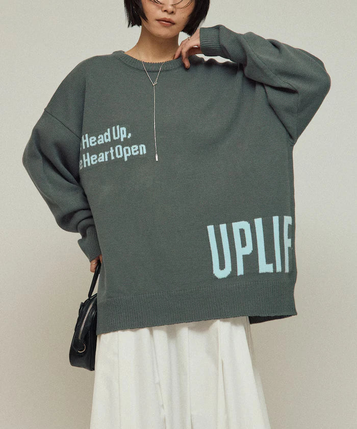 Sweat-like Lettered Knit / Jacquard Knit