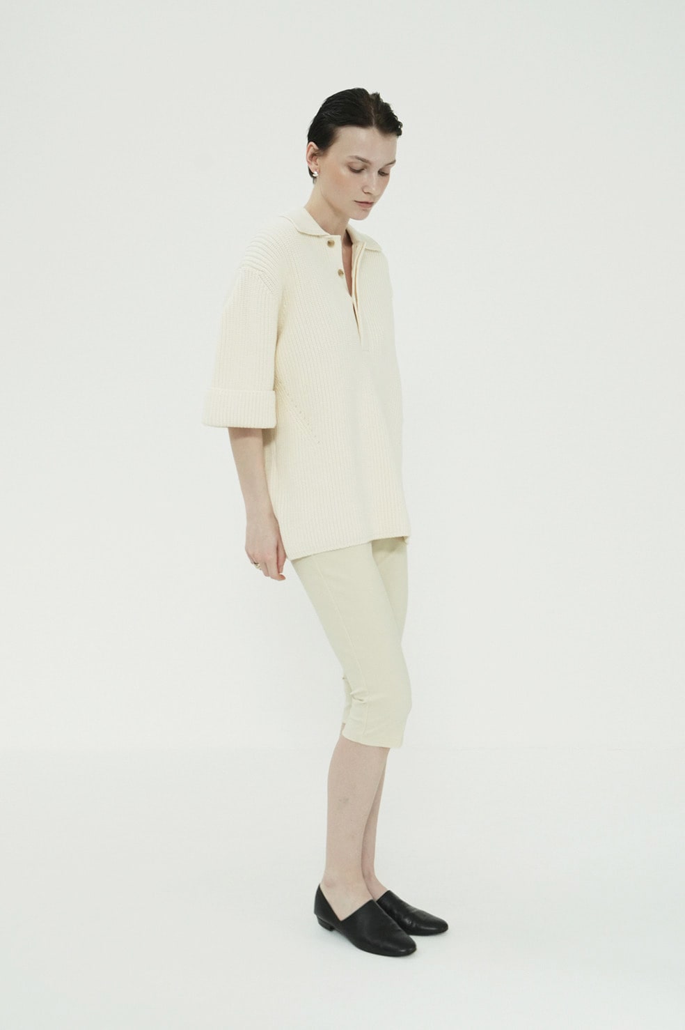 OVER HALF SLEEVE POLO KNIT TOPS