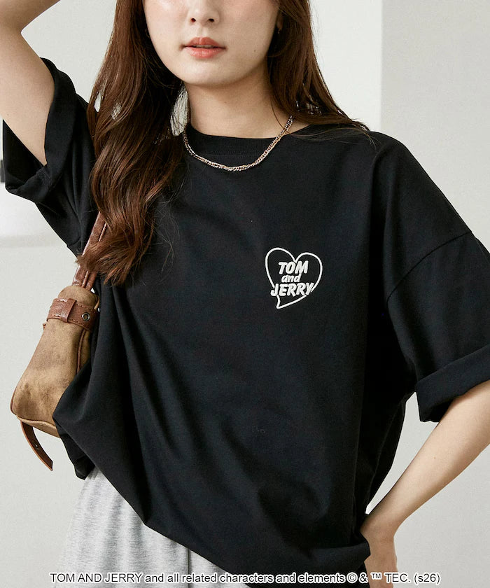 <Functional Material> TOM AND JERRY Heart Graphic T-Shirt Limited Edition