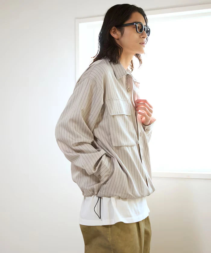 Stripe Shirt Blouson / Setup Compatible / Layer / Relaxed Fit
