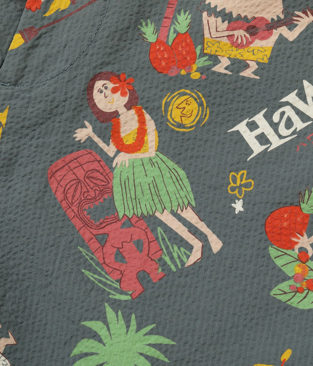 Cotton Seersucker Shorts "Trip To Hawaii" by Ryohei Yanagihara with Mookie