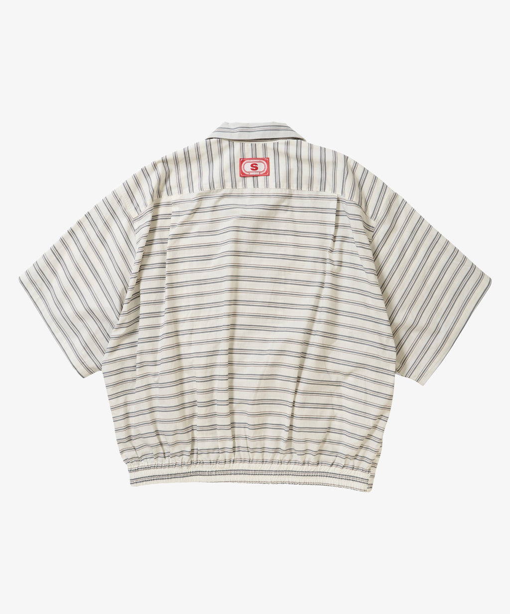 banshu ori ribbed shirts horizontal stripes short sleeve