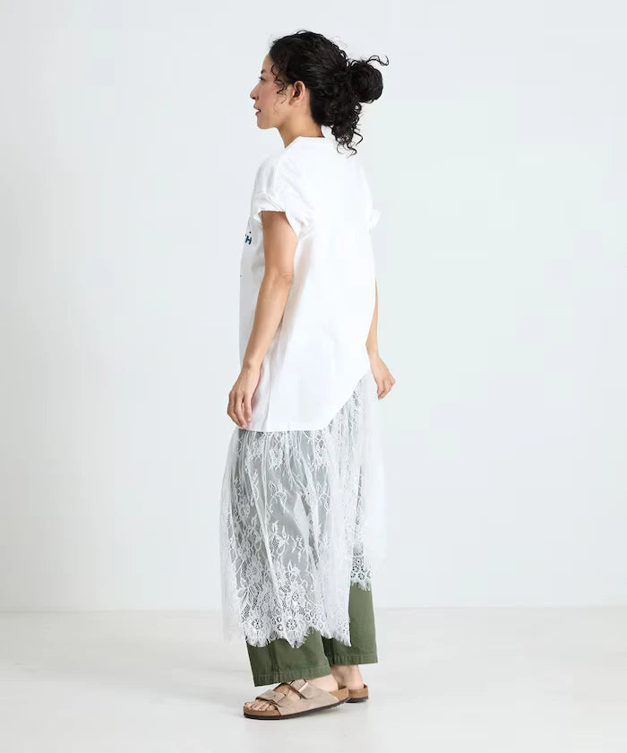 T-shirt lace docking one-piece